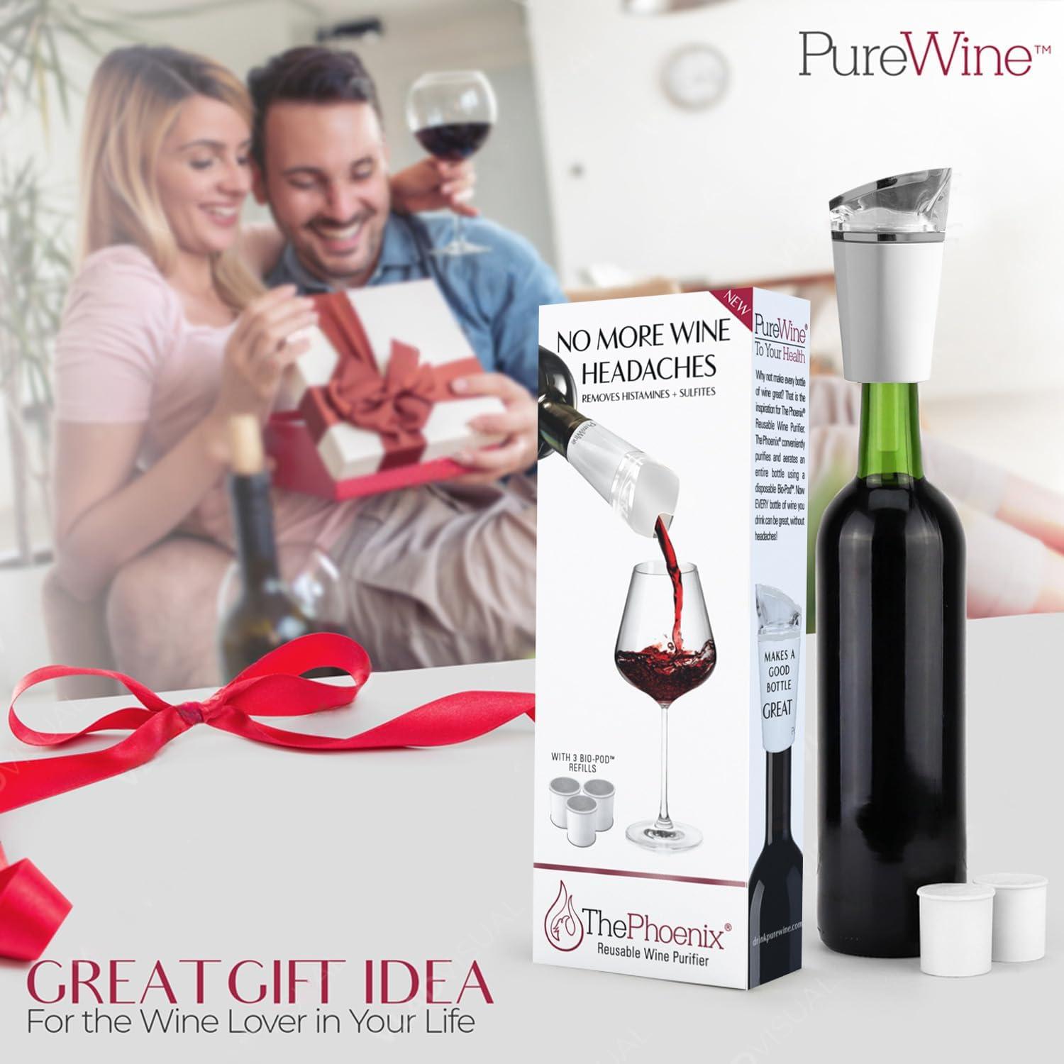 imagePureWine Phoenix BioPods 8Pack Refill for Wine Filter  EcoFriendly Portable Reusable Wine Aerator  Histamine ampamp Sulfite Filter ampamp PurifierPhoenix Kit White