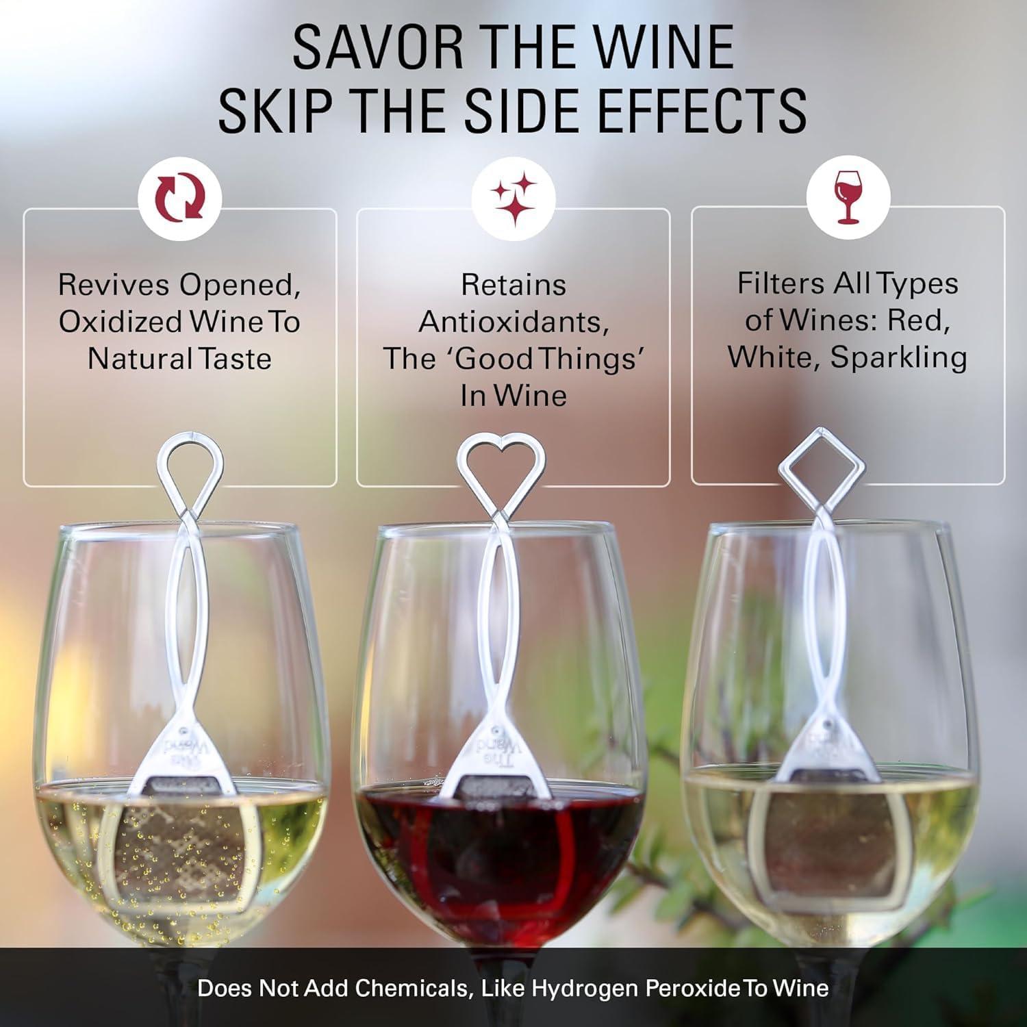 imagePureWine Pink Wand Filters Histamines and Sulfites  May Reduce and Alleviate Wine Allergies ampamp Sensitivities  Purifier Aerates Wine Restore Taste ampamp Purity  Includes Wine Glass Charm AccessoryRed 8 Pack
