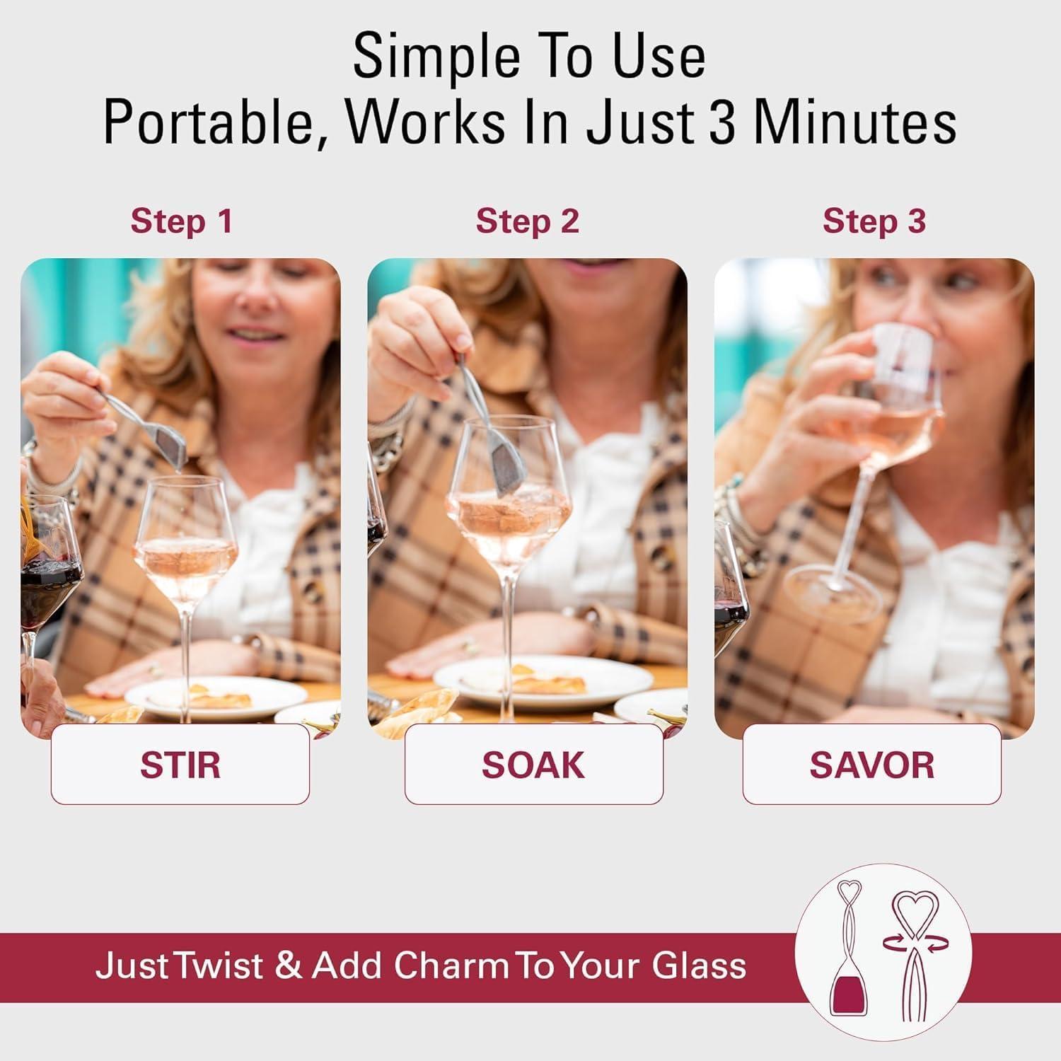 imagePureWine Pink Wand Filters Histamines and Sulfites  May Reduce and Alleviate Wine Allergies ampamp Sensitivities  Purifier Aerates Wine Restore Taste ampamp Purity  Includes Wine Glass Charm AccessoryRed 8 Pack