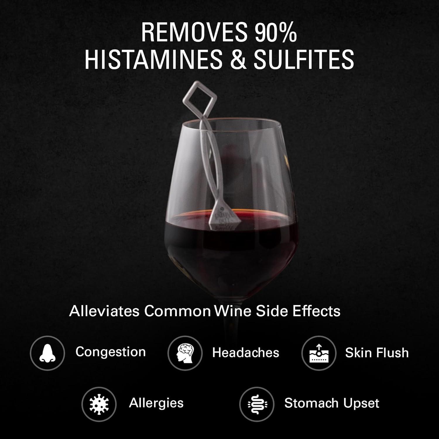 imagePureWine Silver ampamp Gold Wand Filters Histamines and Sulfites  May Reduce and Alleviate Allergies ampamp Sensitivities  Purifier Aerates to Restore Taste ampamp Purity  Includes Wineglass Accessory