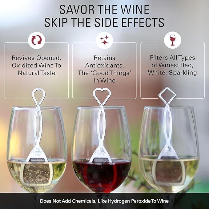 imagePureWine Wand Filters Histamines and Sulfites  May Reduce and Alleviate Wine Allergies ampamp Sensitivities  Purifier Aerates Wine Restore Taste ampamp Purity  Twist Off Wine Glass Charm Accessory