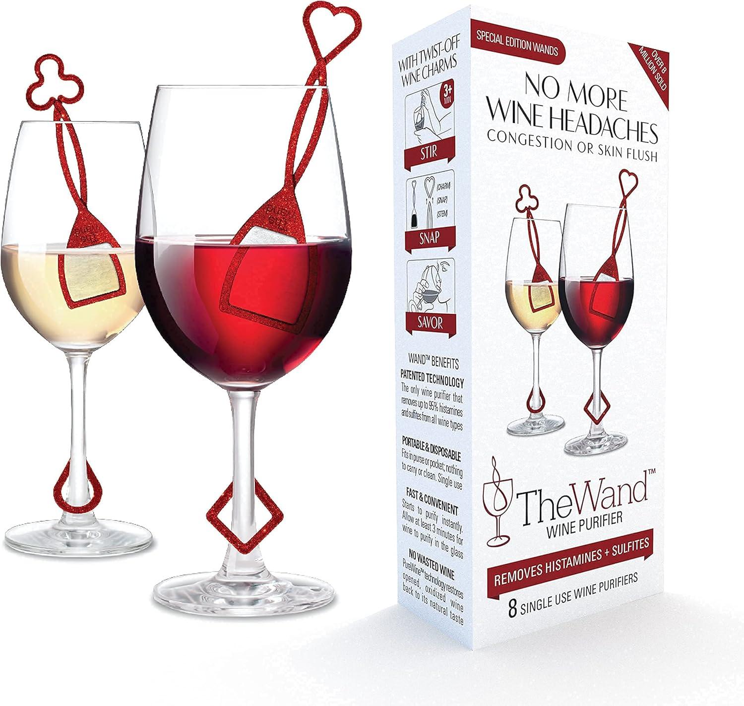 imagePureWine Wand Purifier Filter Stick Removes Histamines and Sulfites  Reduces Wine Allergies ampamp Eliminates Headaches  Drop It ampamp Stir Aerates Restoring Taste ampamp Purity  Pack of 16 Silver  Red