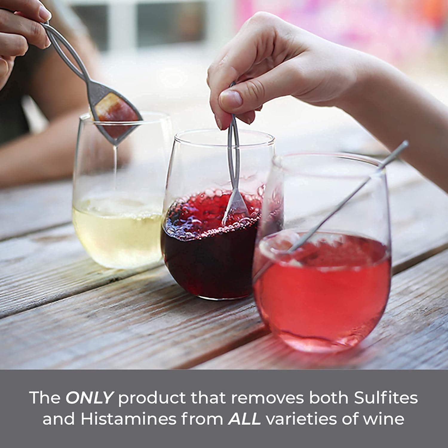 imagePureWine Wand Purifier Filter Stick Removes Histamines and Sulfites  Reduces Wine Allergies ampamp Eliminates Headaches  Drop It ampamp Stir Aerates Restoring Taste ampamp Purity  Pack of 16 Silver  Gold