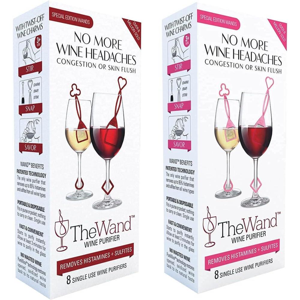 imagePureWine Wand Purifier Filter Stick Removes Histamines and Sulfites  Reduces Wine Allergies ampamp Eliminates Headaches  Drop It ampamp Stir Aerates Restoring Taste ampamp Purity  Pack of 16 Pink Red