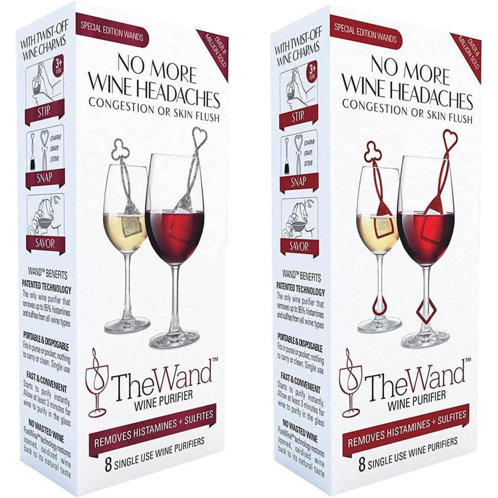 imagePureWine Wand Purifier Filter Stick Removes Histamines and Sulfites  Reduces Wine Allergies ampamp Eliminates Headaches  Drop It ampamp Stir Aerates Restoring Taste ampamp Purity  Pack of 16 Silver  Red