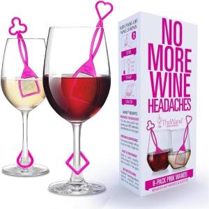 imagePureWine Pink Wand Filters Histamines and Sulfites  May Reduce and Alleviate Wine Allergies ampamp Sensitivities  Purifier Aerates Wine Restore Taste ampamp Purity  Includes Wine Glass Charm AccessoryPink 8 Pack